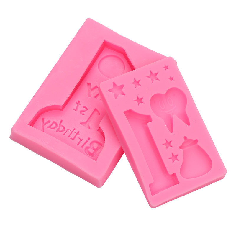 1-años de edad bebé fondant decoración de la torta molde de silicona botella de alimentación estrella lindo diente bebé pastel de chocolate Accesorios