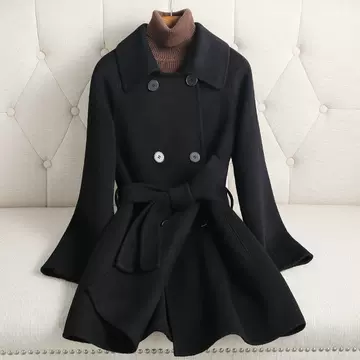 Anna Small Double-sided Cashmere Coat Women's Mid-length Hepburn Style 2023 New Wool Coat Women's High-end - ShopShipShake
