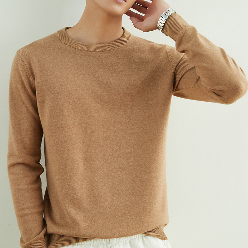Autumn and Winter Clothing Men's Crewneck Sweater Pullover V-Neck Loose plus size Long-Sleeved Knitted Base Shirt Thickened Inner Top