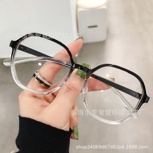 New anti-blue light glasses for women, European and American fashionable polygonal glasses for students, myopia finished glasses frames, trendy styles