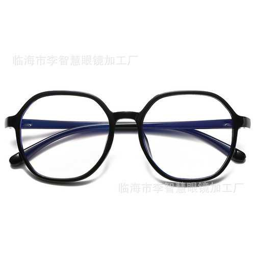 New anti-blue light glasses for women, European and American fashionable polygonal glasses for students, myopia finished glasses frames, trendy styles