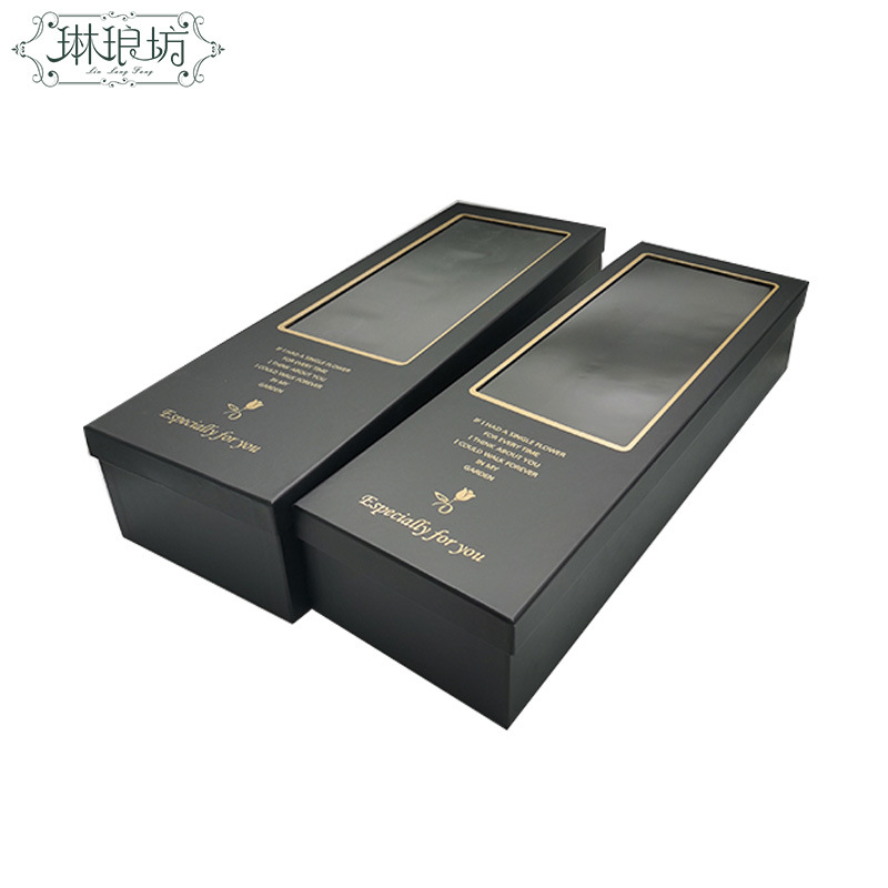 Miel de oro cubierta de la ventana abierta dos caja rectangular caja de regalo de flores rectangular de dos piezas tienda de flores suministros perspectiva