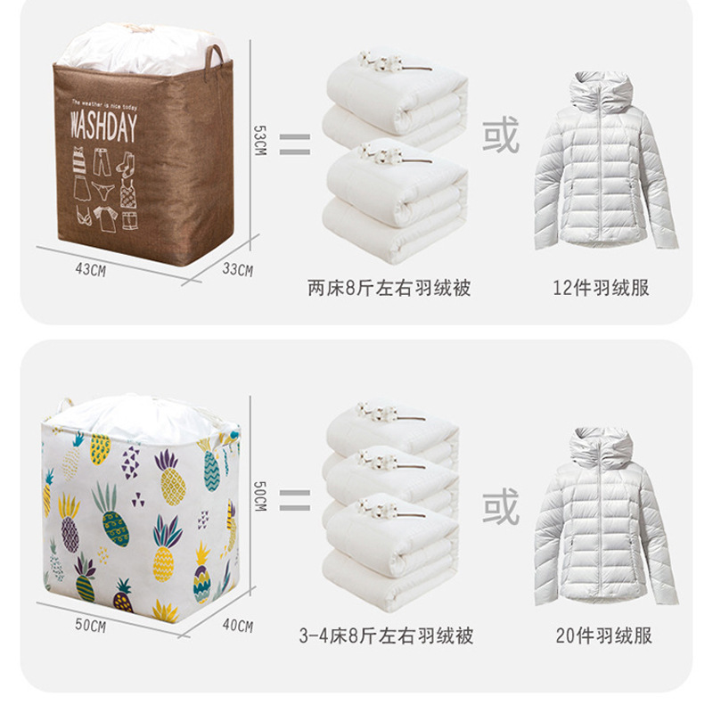 Big Mac bolsa de almacenamiento de ropa grande hogar colcha de algodón bolsa de organización ropa equipaje móvil artefacto de embalaje