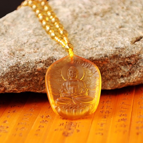 Ancient Glass Buddha Figure, Medicine Buddha Pendant for Temple Connection, Guanyin Ornament, Peace Charm, Protective Green Tara Necklace