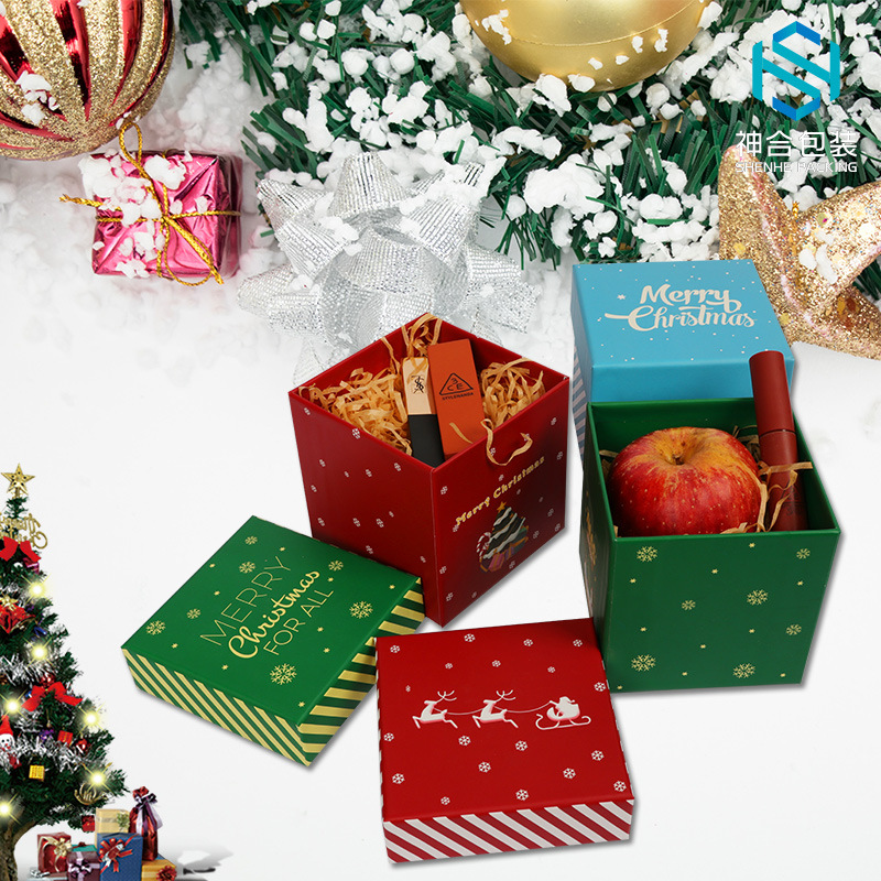 定 制圣诞节礼品盒定 制logo圣诞苹果礼物盒糖果盒纸盒现货批发
