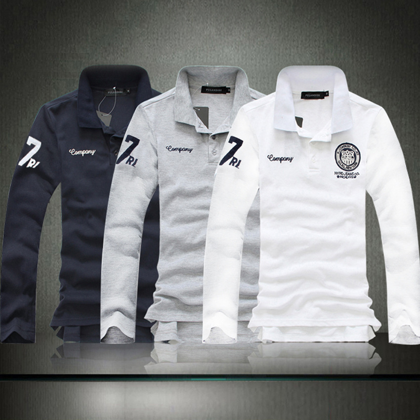 Autumn New Men's Long-sleeved Lapel Polo Shirt Korean-style Slim-fit Men's British Casual Long-sleeved T-shirt