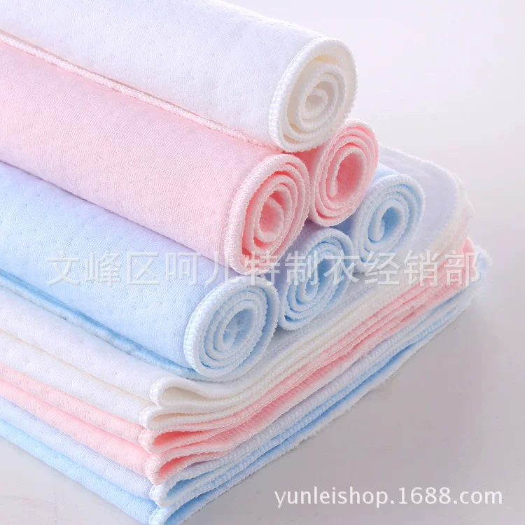 Newborn Ecological Cotton Diapers (Cloth) — Folded 42×20 cm, Packable 20 pcs, White/Pink/Blue