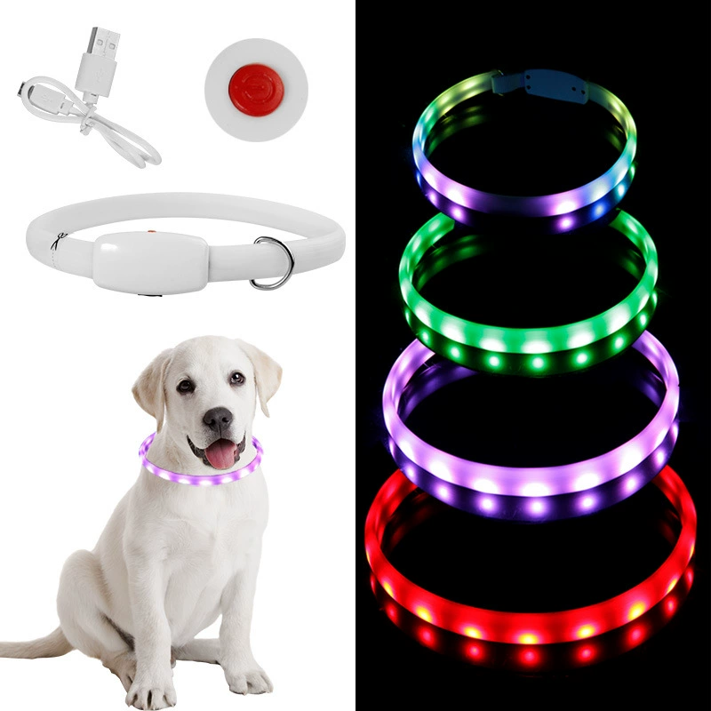 Водонепроницаемый светящийся ошейник с зарядкой через USB Светодиодный светящийся ошейник для домашних животных размер можно разрезать многоцветную трансформацию Прямая поставка с завода