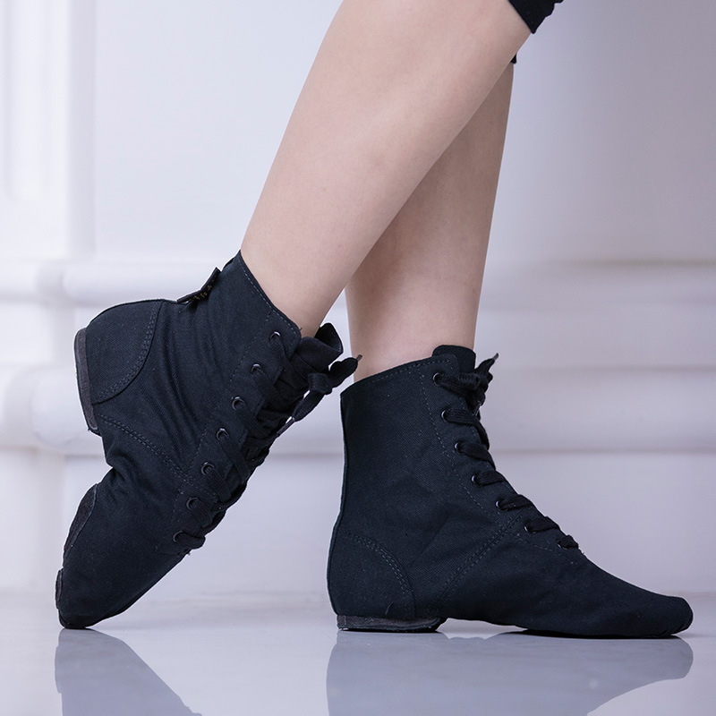 Red dance shoes canvas dance shoes black high jazz boots practice soft bottom men's and women's dance shoes a generation of 1032