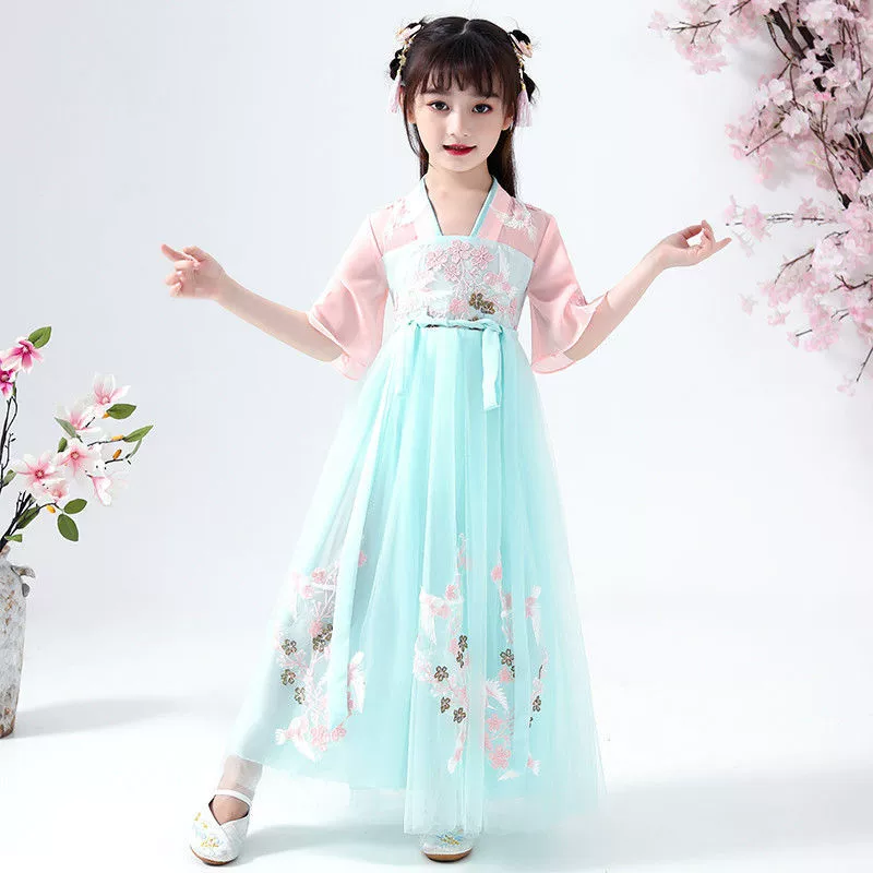 Летнее платье для девочек Hanfu, суперсказочная детская старинная костюмная юбка Ru, юбка до груди, средняя детская сказочная юбка, юбка принцессы