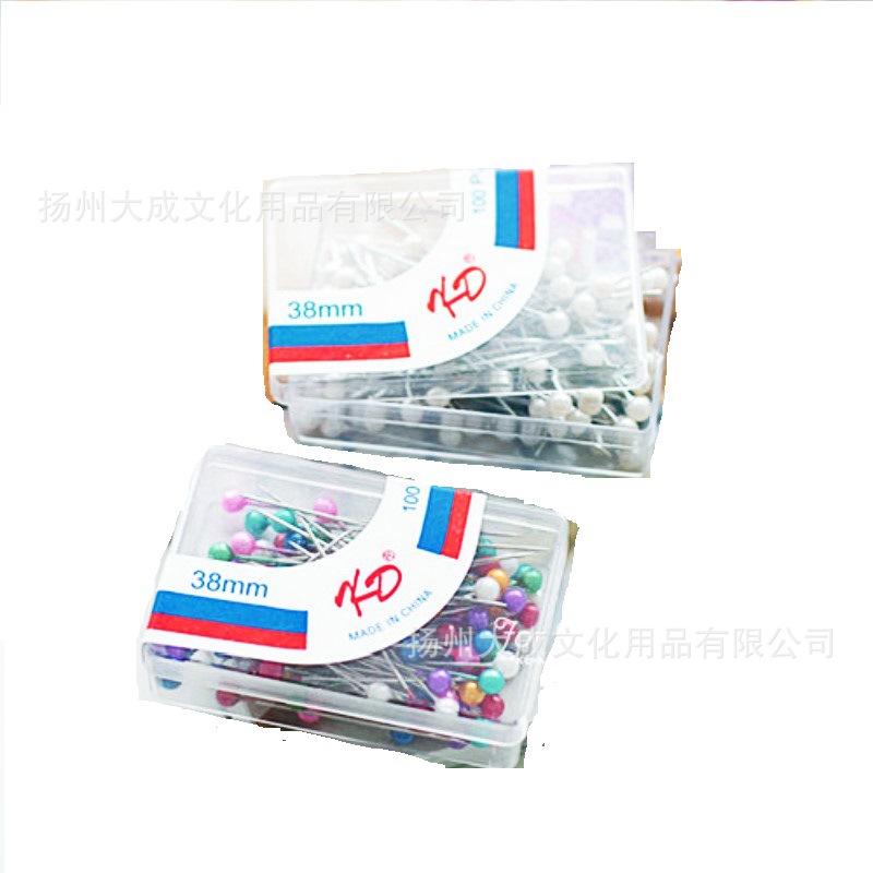 Alfileres de costura de acero inoxidable con cabeza perlada, colores surtidos, prácticos para manualidades.