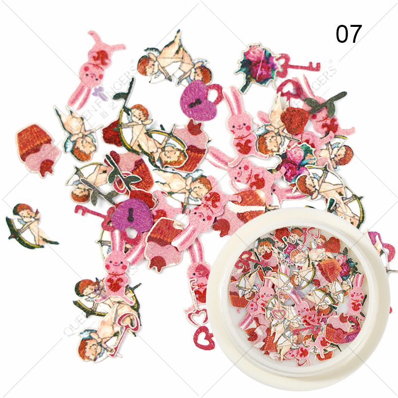 Princesa accesorios de uñas ins estilo color mezclado Año Nuevo Día de San Valentín flor Rosa parche de uñas pieza de pulpa de madera