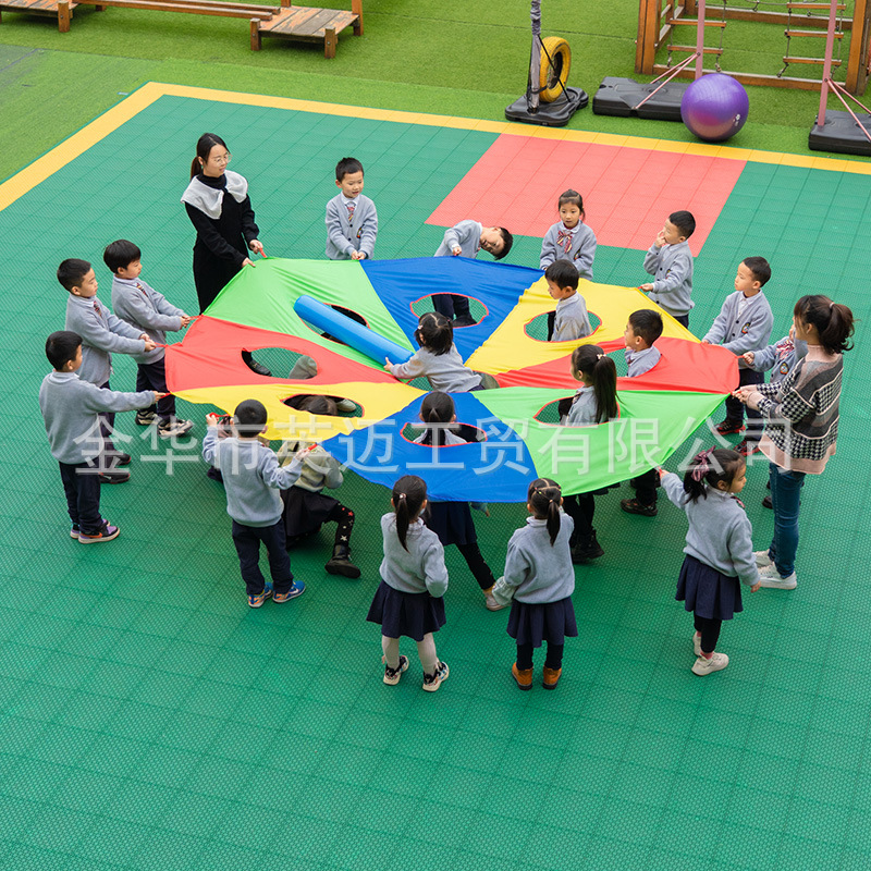 Factory direct kindergarten rainbow umbrella children's game parachute parent-child early education system training equipment