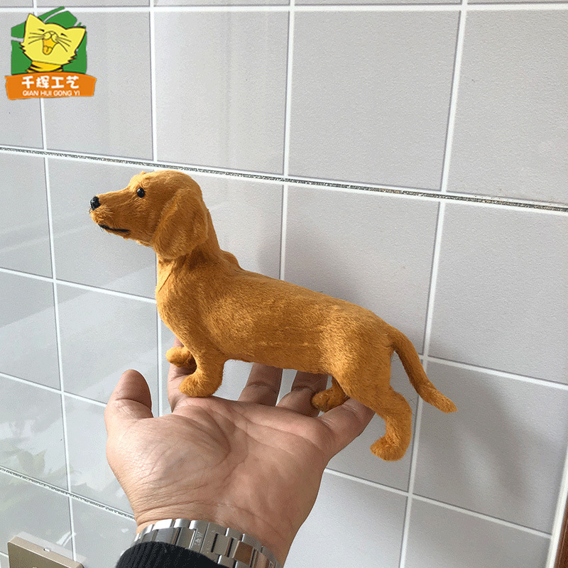 Simulation Dachshund Dog Animal Model Simulation Home Decoration Creation Desktop Decoration Creative Fur Dog Decoration Toy
