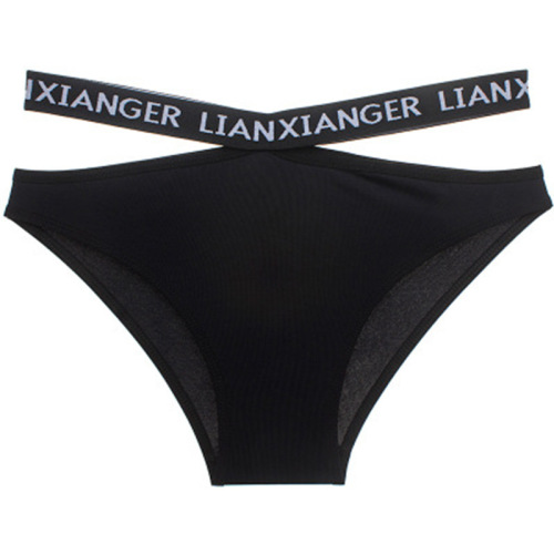 European and American sports letter strap seamless cotton underwear women's low-waist breathable sexy half-cover hip briefs