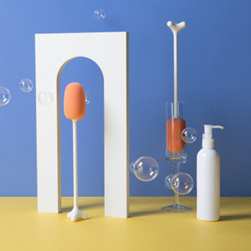 Household triangular vertical cup brush kitchen Japanese long-handled cup cleaning brush no dead ends to remove tea stains sponge bottle brush