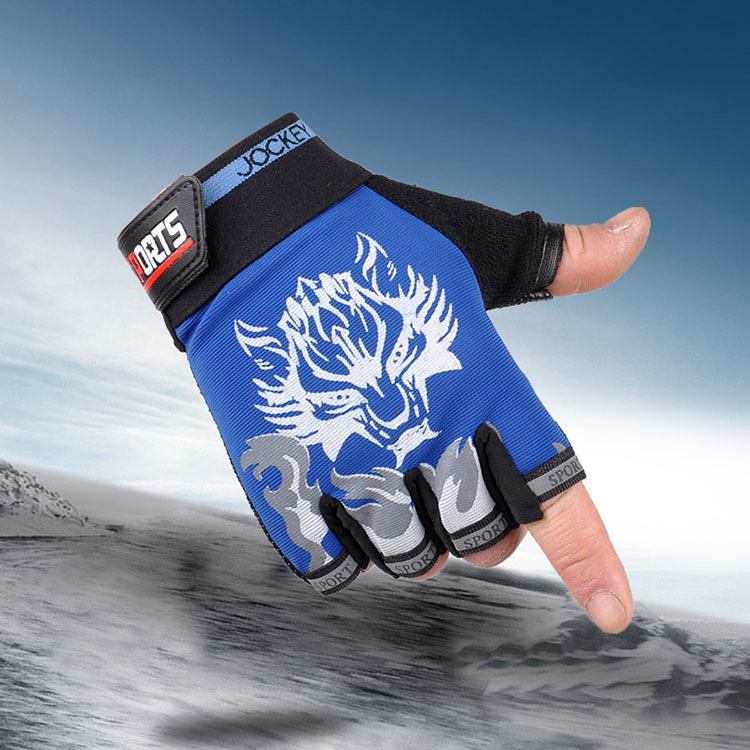 Hombres y mujeres fitness medio dedo guantes moda lobo cabeza delgada ciclismo deportes al aire libre ejercicio montañismo guantes