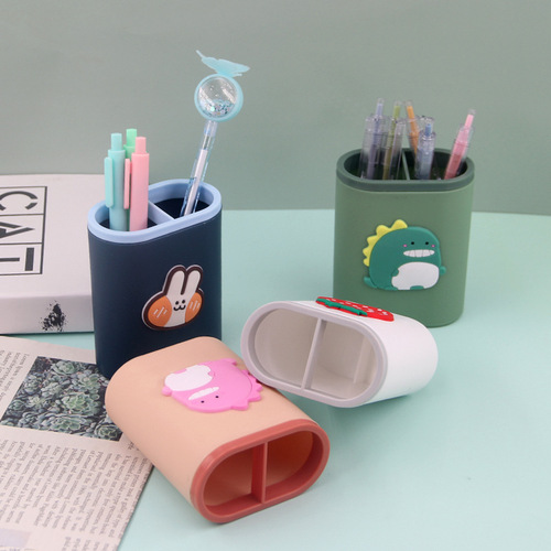 Ins style cartoon small animal pen holder creative student desktop storage box decoration home study jewelry stationery box