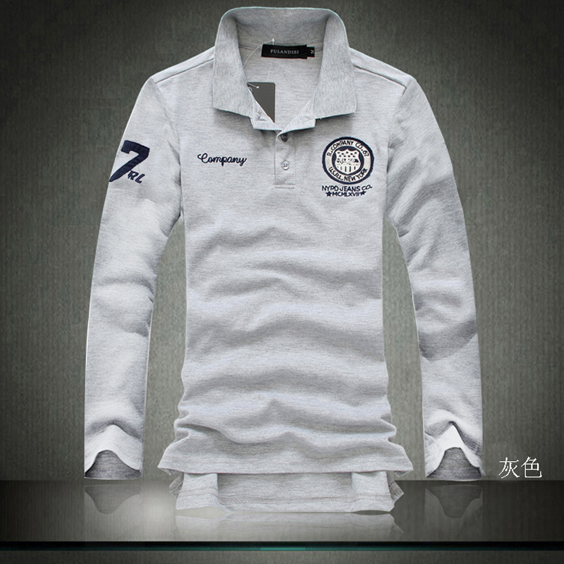 Autumn New Men's Long-sleeved Lapel Polo Shirt Korean-style Slim-fit Men's British Casual Long-sleeved T-shirt