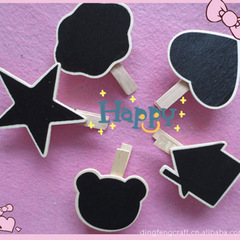 Wooden blackboard photo holder, message note decoration, creative home furnishings, cute message board small holder