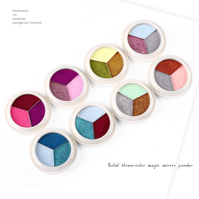 Nuevo clavo transfronterizo de tres colores polvo de espejo mágico sólido japonés polvo súper brillante · Polvo de oro de titanio de harina de espejo de uñas