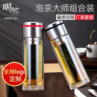 Прозрачное Двухслойное стекло оптом с высоким содержанием боросиликата, устойчивая к высоким температурам, чашка для разделения воды, портативная чайная чашка, Подарочная чашка