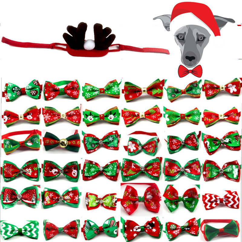 Christmas Pet Bow Tie Holiday Accessories Factory Direct Sales Can Be Customized for Small Dogs Christmas Pet Dog