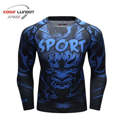 Fitness clothing round neck sports fitness yoga casual tight clothing breathable 3D digital printing for men