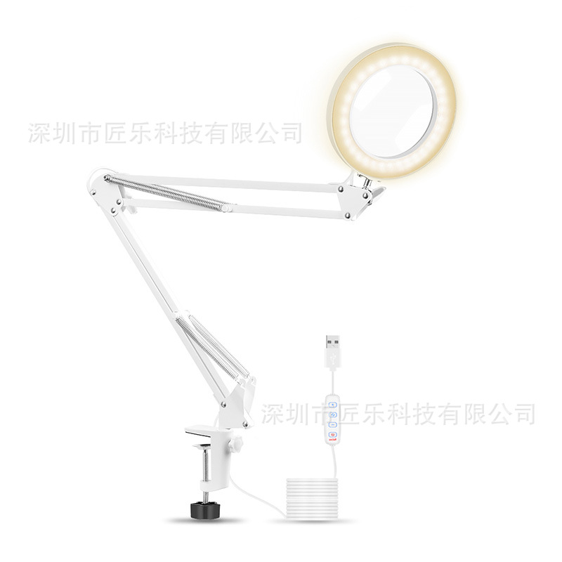 led folding long arm clip eye protection lamp usb reading book lamp led clip magnifying glass electronic repair lamp
