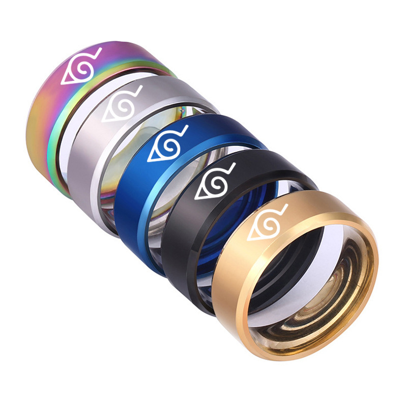 Naruto titanio anillo de acero anime periférico múltiples opciones Suministro transfronterizo de acero inoxidable joyería láser letras