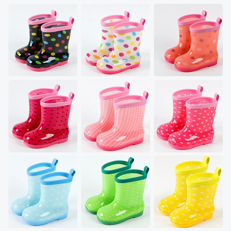 Звездные ножки в горошек серии маленькие цветочные ткани детские резиновые сапоги простые модные резиновые сапоги Водная обувь резиновая обувь для мужчин и женщин детский экспорт