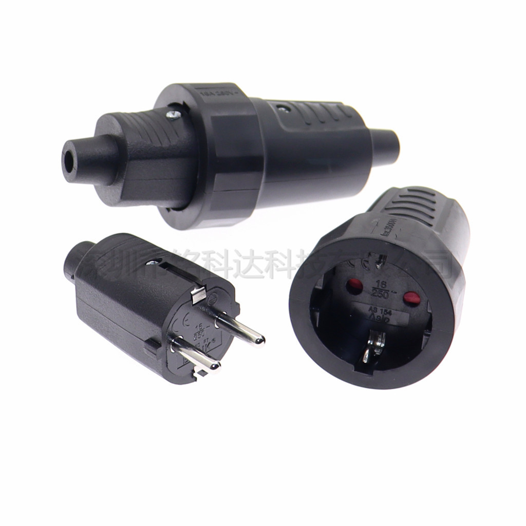 厂家供应16A250V欧规插座欧式公母座两芯工业插座