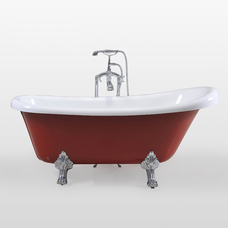 Red and white factory direct European classical imperial concubine acrylic zinc alloy tiger feet bathtub household adult bathtub Red and white factory direct European classical imperial concubine acrylic zinc alloy tiger feet bathtub household adult bathtub