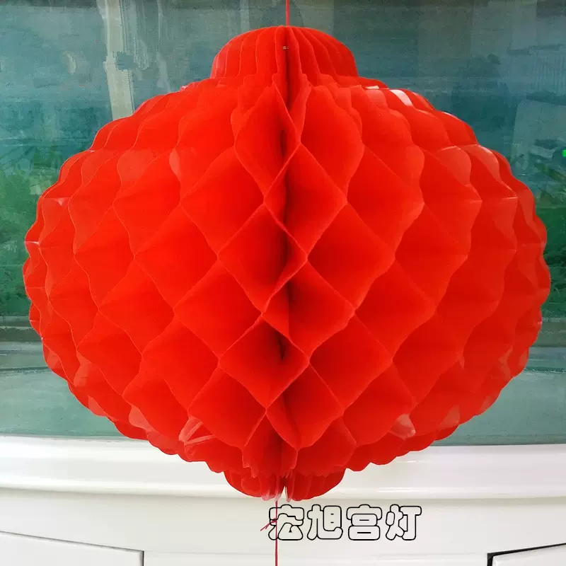 春节小灯笼塑料波浪胶球婚庆节日庆典广告用品折叠蜂窝灯笼批发