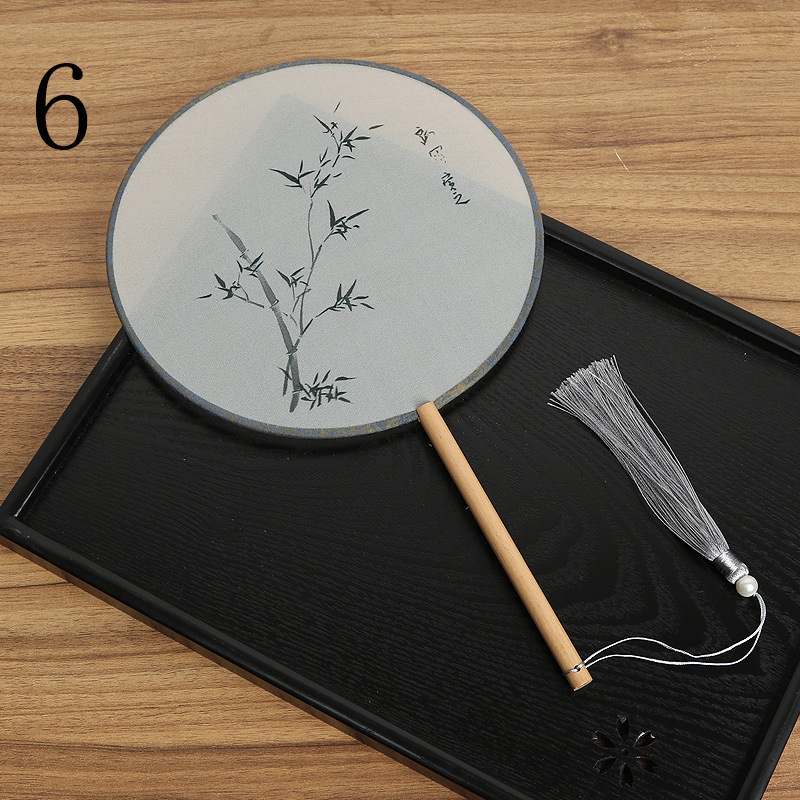 Ventilador redondo translúcido Ventilador de baile de estilo chino Ventilador de corte de traje antiguo clásico Ventilador redondo Hanfu de mujer Entrega de una pieza