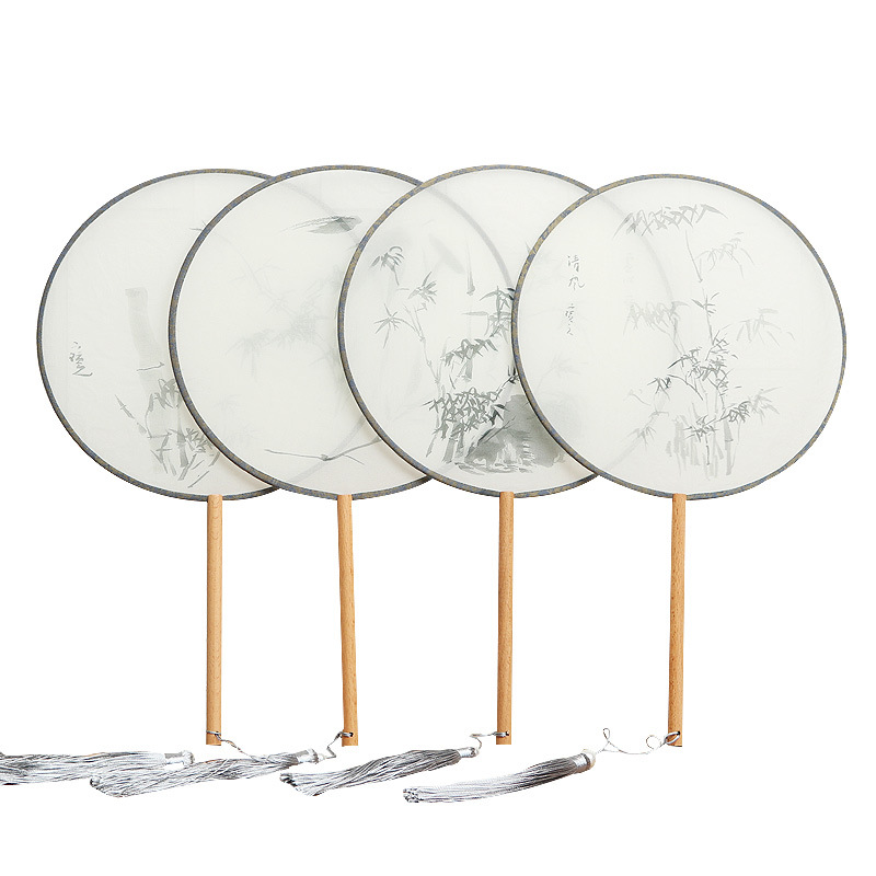 Ventilador redondo translúcido Ventilador de baile de estilo chino Ventilador de corte de traje antiguo clásico Ventilador redondo Hanfu de mujer Entrega de una pieza