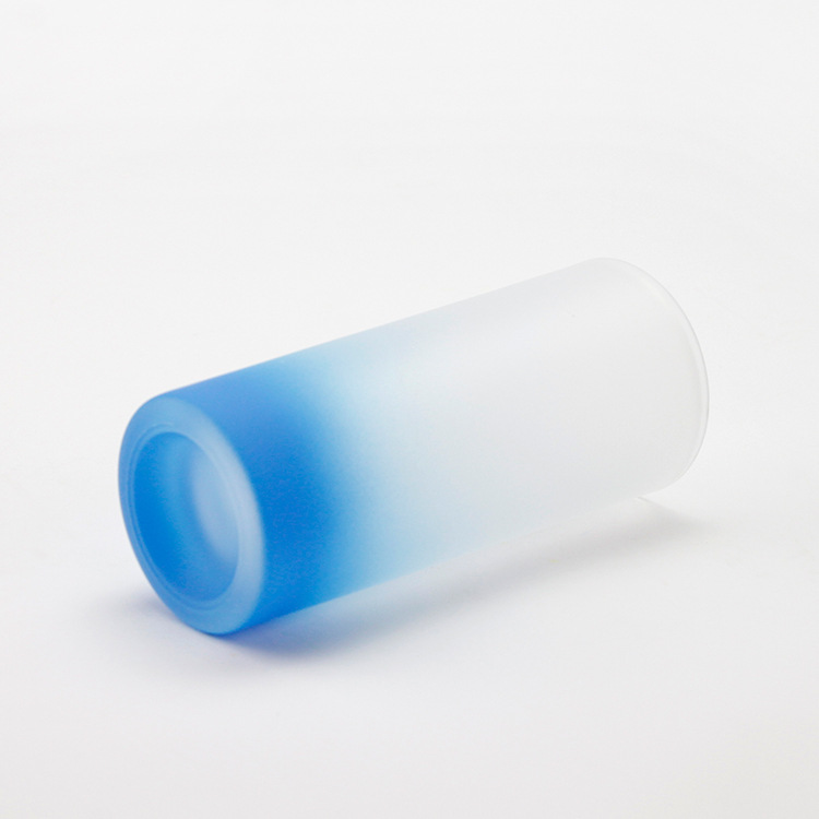 Transferencia térmica de vidrio transparente esmerilado de color de vidrio de fondo 10oz color gradiente de color taza de vidrio esmerilado