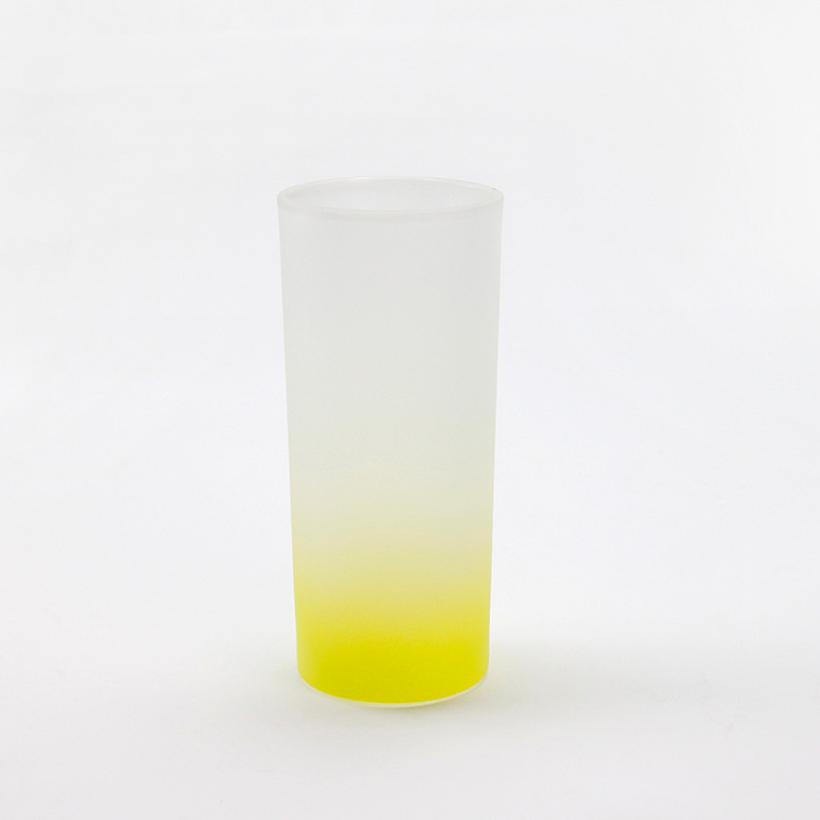Transferencia térmica de vidrio transparente esmerilado de color de vidrio de fondo 10oz color gradiente de color taza de vidrio esmerilado