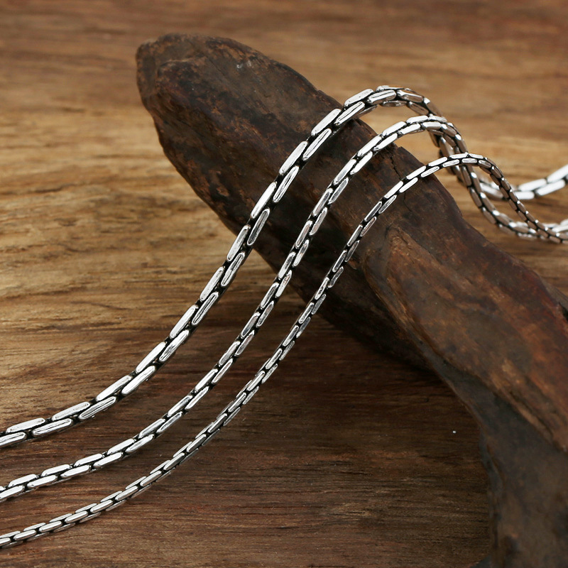Factory wholesale S925 sterling silver jewelry Thai silver style pendant Joker 1.5 to 3mm square bamboo necklace with chain Factory wholesale S925 sterling silver jewelry Thai silver style pendant Joker 1.5 to 3mm square bamboo necklace with chain