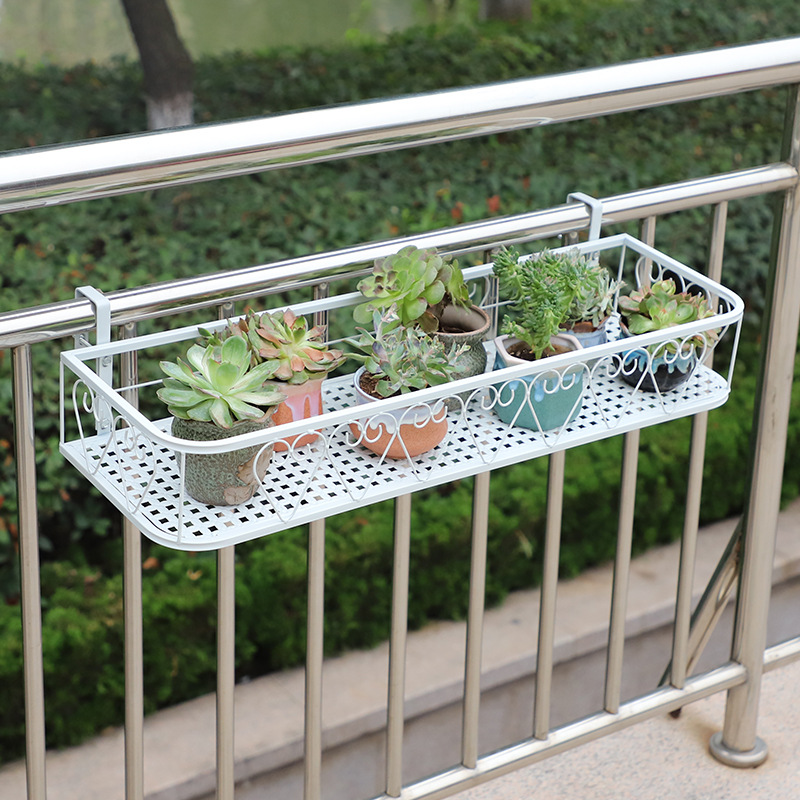 Balcony Wall-mounted Plant Flower Rack Ironwork Outdoor Hanging Flower Rack Windowsill Railing Hanging Fence Flower Rack