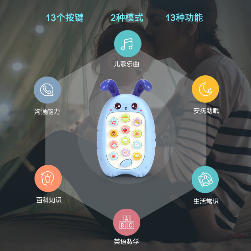 Bebé música para niños simulación de teléfono móvil cerebro-movimiento bebé puede morder juguetes para bebés 0-1-6 meses o más 2