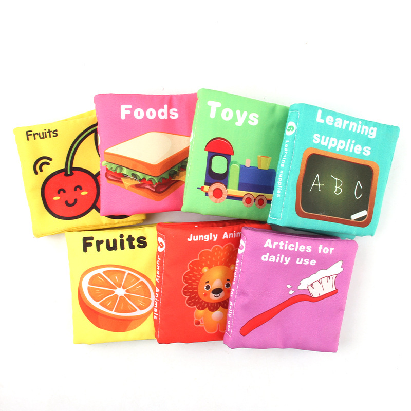 Nuevos juguetes para bebés bebé libro de tela desgarrable educación temprana diversión Inglés libro de tela cognitiva Palm Book transfronteriza