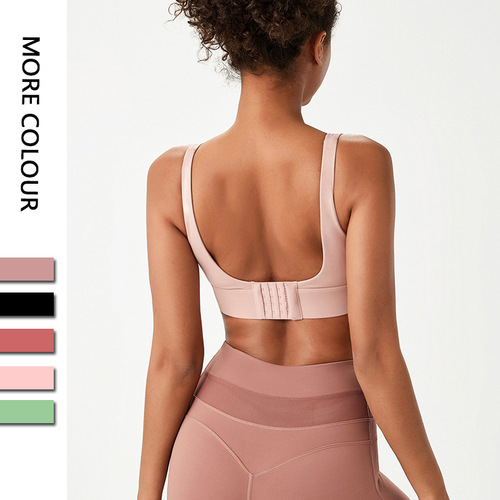 Cross-border sports bra, women's buckle yoga bra, fixed cup plus size sports bra, European and American fitness vest