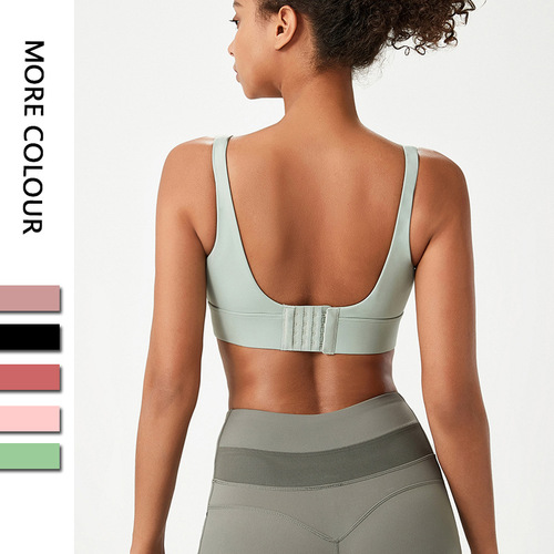 Cross-border sports bra, women's buckle yoga bra, fixed cup plus size sports bra, European and American fitness vest