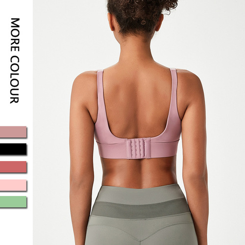 Cross-border sports bra, women's buckle yoga bra, fixed cup plus size sports bra, European and American fitness vest