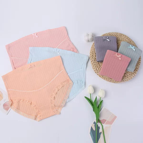 Maternity Underwear Large Size Breathable High Waist Lace Lace Belly Support Adjustable Pregnancy Threaded Briefs Manufacturer