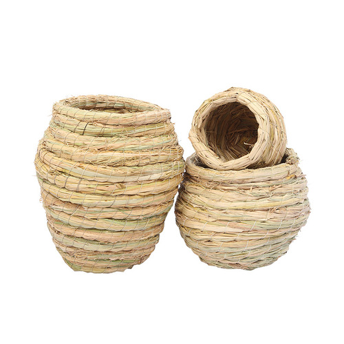 Handmade Grass Bird Nest for Pigeons and Parakeets, Hamster House, Anti-Tip Grass Bird Cage