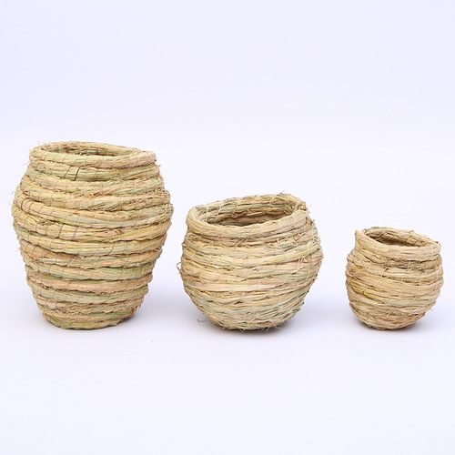 Handmade Grass Bird Nest for Pigeons and Parakeets, Hamster House, Anti-Tip Grass Bird Cage