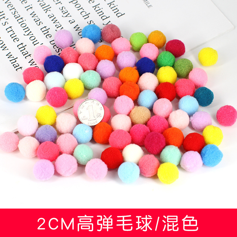 Pompones coloridos de alta elasticidad, bolas de felpa de colores mezclados, juguetes de bricolaje para niños, accesorios hechos a mano, poliéster en stock