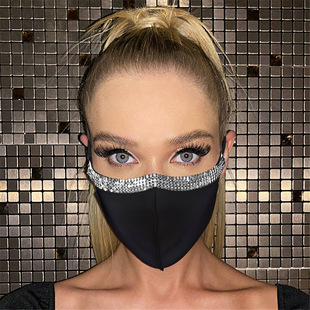 Rhinestone mask factory direct European and American Amazon AliExpress new dust-proof splicing metal mask female YX1320